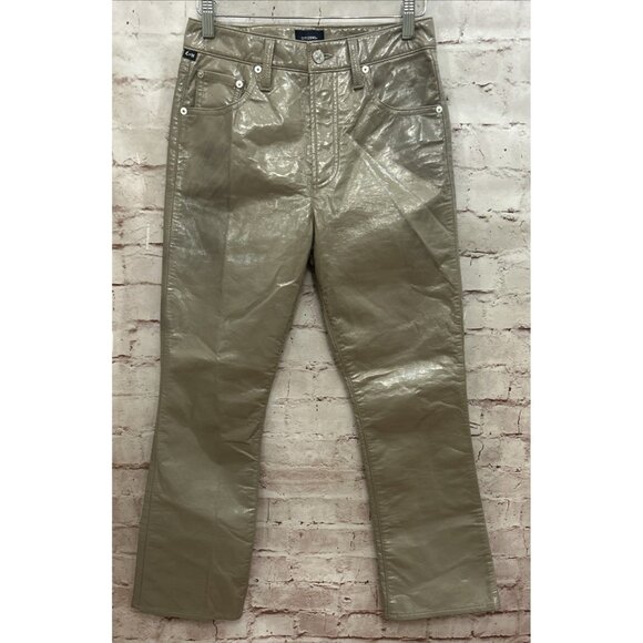 Citizens of Humanity ISOLA Cropped Boot Recycled Leather Pants Cashew Patent 25 - Picture 1 of 5